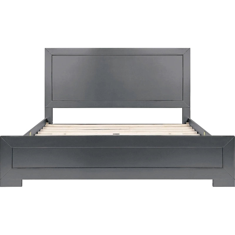 HomeRoots Gray Inlaid Panels Wood Queen Bed Frame