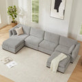 Mia U-shape Oversized Modular Sectional Fabric Sofa with Upgraded Wood Base