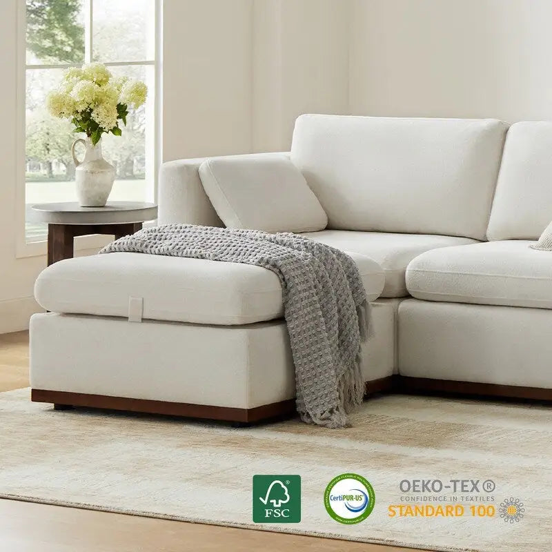 Mia U-shape Oversized Modular Sectional Fabric Sofa with Upgraded Wood Base