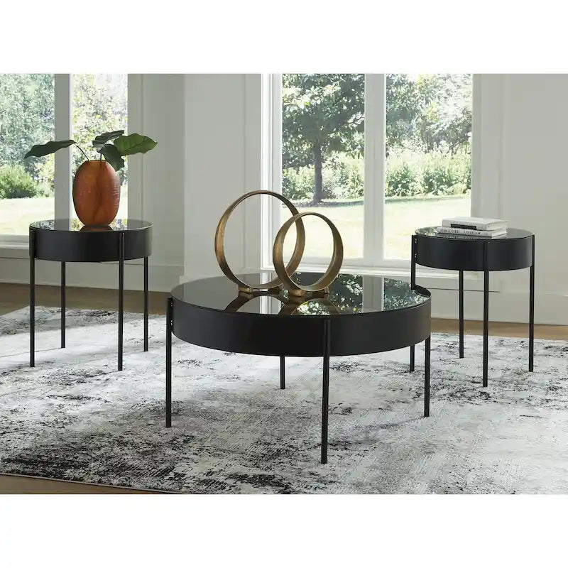 Signature Design by Ashley Ardoline Black Occasional Table Set (Set of 3) - 36  W x 36  D x 18.25  H