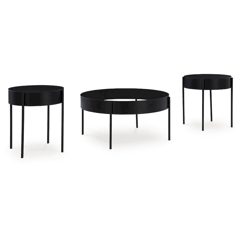 Signature Design by Ashley Ardoline Black Occasional Table Set (Set of 3) - 36  W x 36  D x 18.25  H