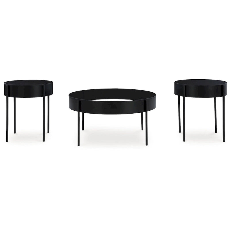 Signature Design by Ashley Ardoline Black Occasional Table Set (Set of 3) - 36  W x 36  D x 18.25  H