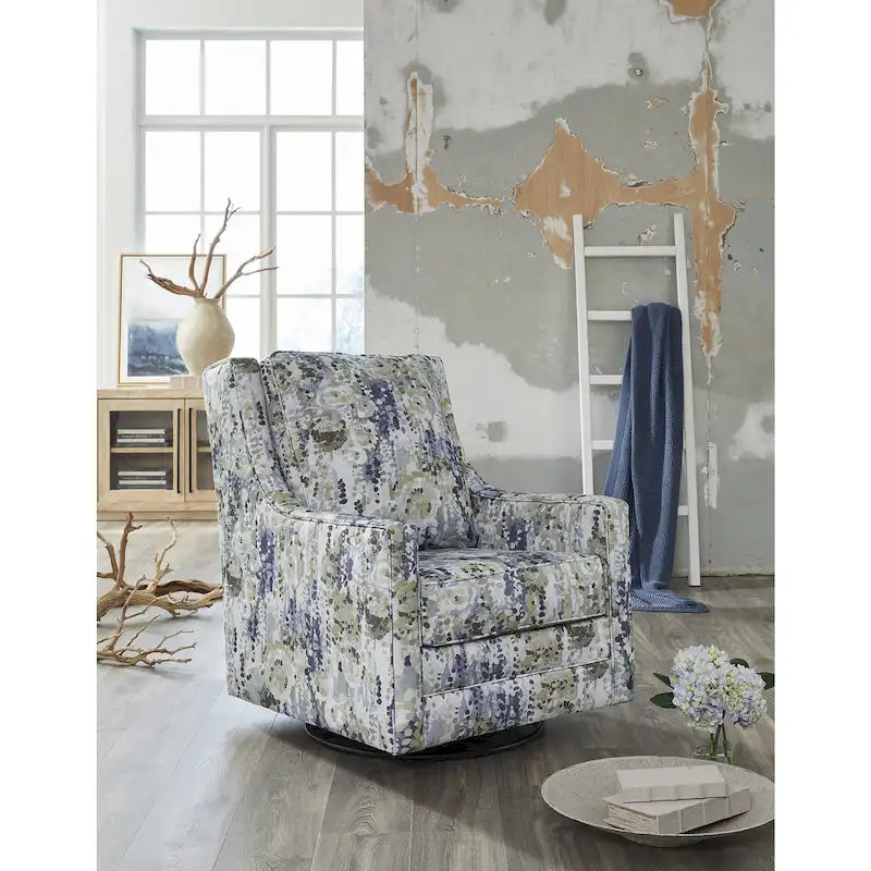 Signature Design by Ashley Dustinford Gray/Green Swivel Glider Accent Chair - 30  W x 39  D x 41  H