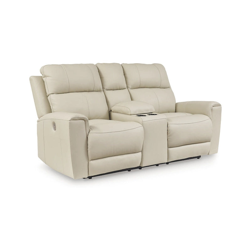 Signature Design by Ashley Dahlmoore Beige Power Reclining Loveseat with Console - 76  W x 42  D x 40  H