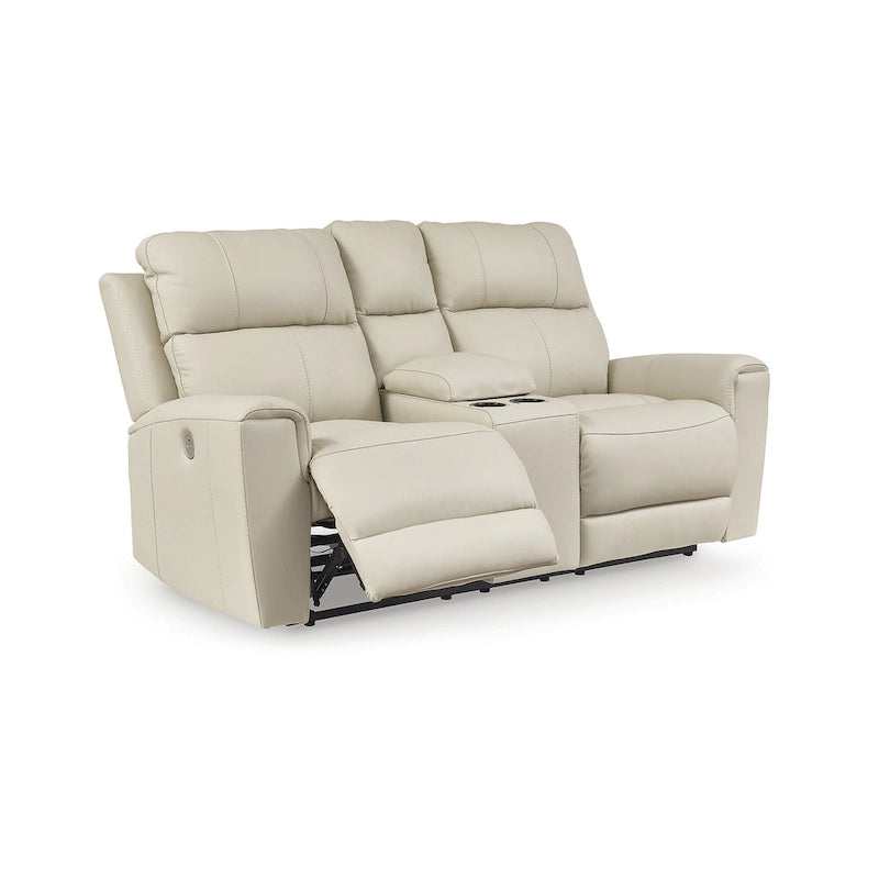Signature Design by Ashley Dahlmoore Beige Power Reclining Loveseat with Console - 76  W x 42  D x 40  H