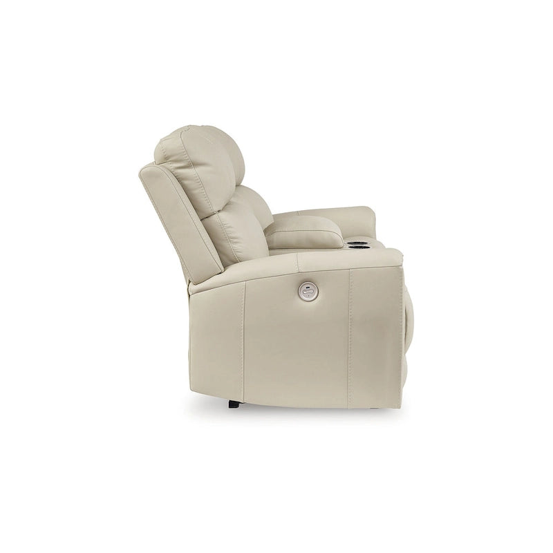 Signature Design by Ashley Dahlmoore Beige Power Reclining Loveseat with Console - 76  W x 42  D x 40  H