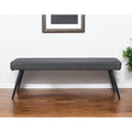 HomeRoots 54 Dark Gray and Black Faux Leather Upholstered Dining Bench - 53.54' X '18.7' X '16.54