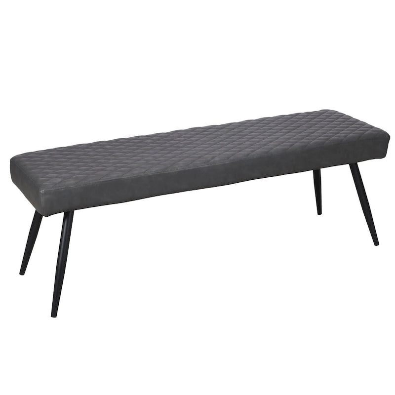 HomeRoots 54 Dark Gray and Black Faux Leather Upholstered Dining Bench - 53.54' X '18.7' X '16.54