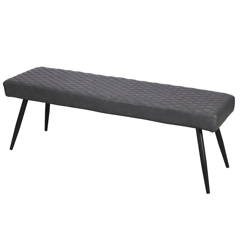 HomeRoots 54 Dark Gray and Black Faux Leather Upholstered Dining Bench - 53.54' X '18.7' X '16.54