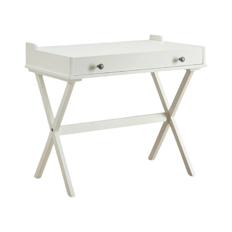 HomeRoots 34  Antiqued White Wood Flip Top Desk