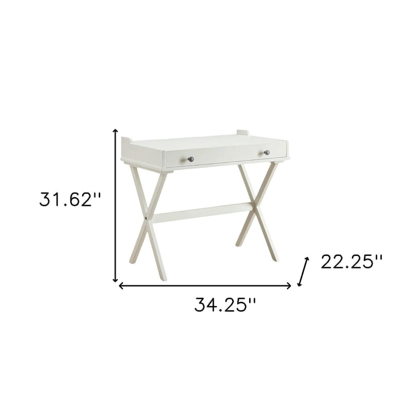 HomeRoots 34  Antiqued White Wood Flip Top Desk