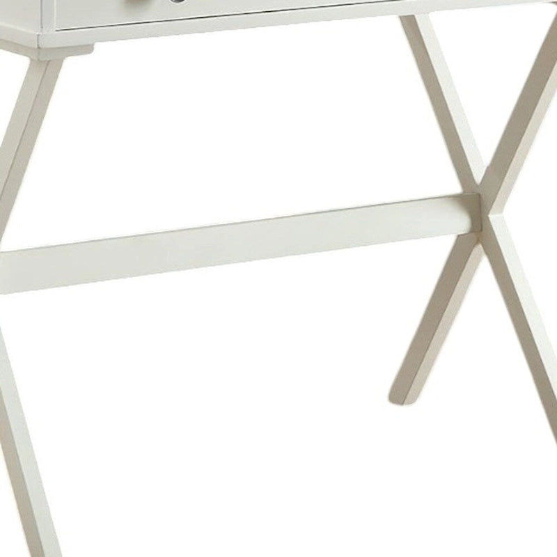 HomeRoots 34  Antiqued White Wood Flip Top Desk