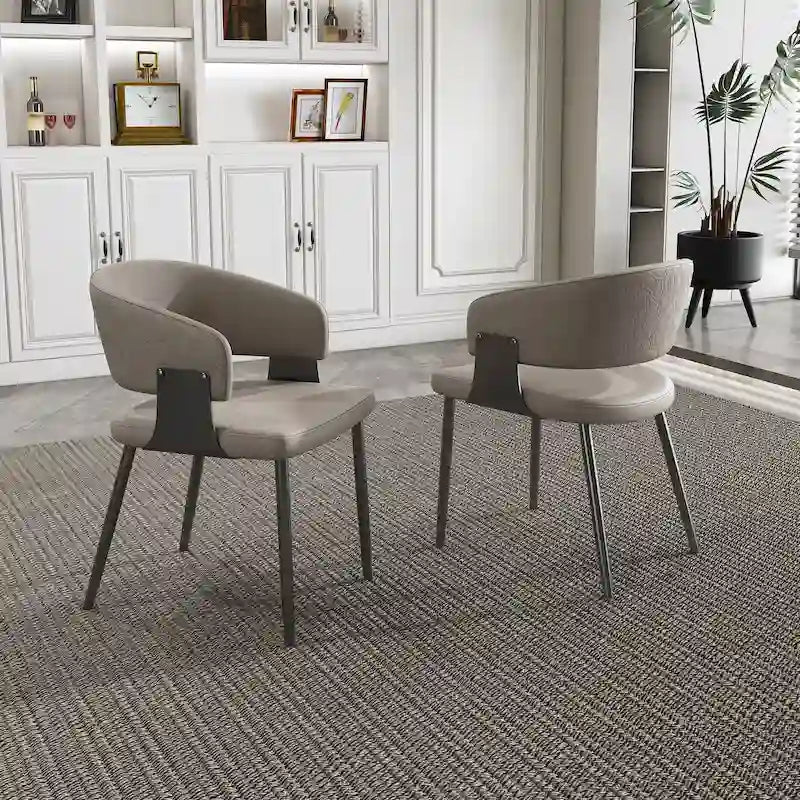 Dining Chairs Set of 2, PU Leather Kitchen Chairs with Metal Legs -Ergonomic Armrests, Comfortable Sponge Cushion, Sturdy Frame