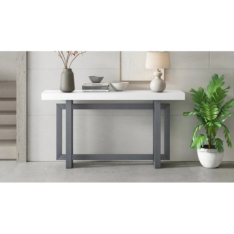 Contemporary Console Table with Wood Top, Extra Long Entryway Table for Entryway, Hallway, Living Room, Foyer, Corridor