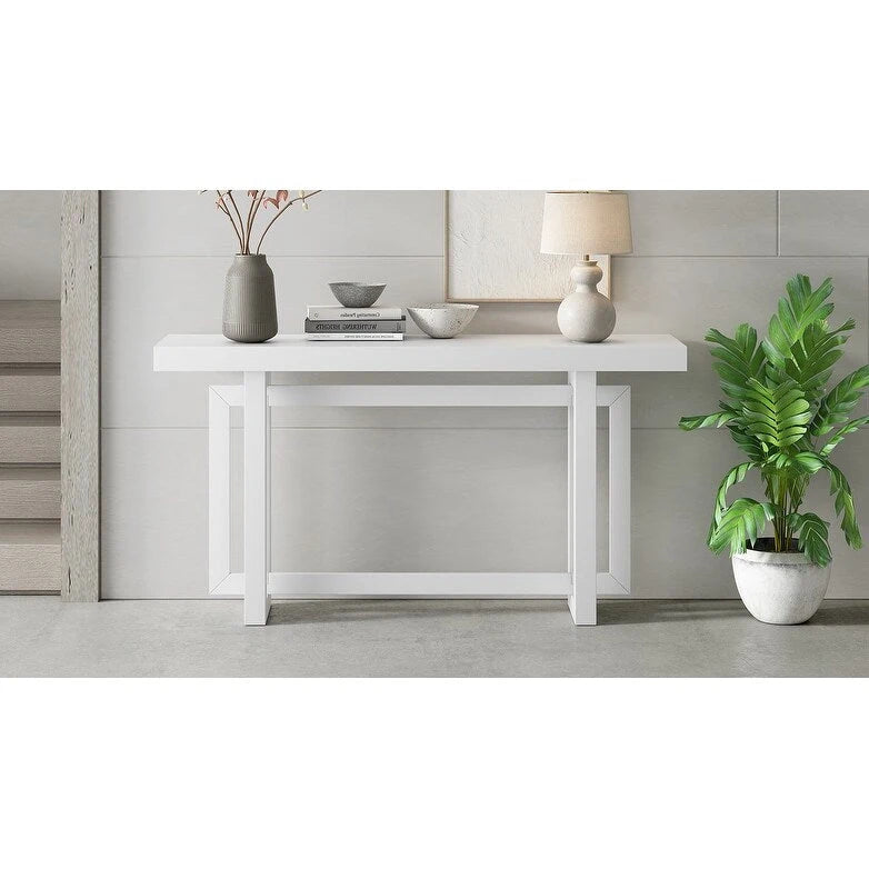 Contemporary Console Table with Wood Top, Extra Long Entryway Table for Entryway, Hallway, Living Room, Foyer, Corridor