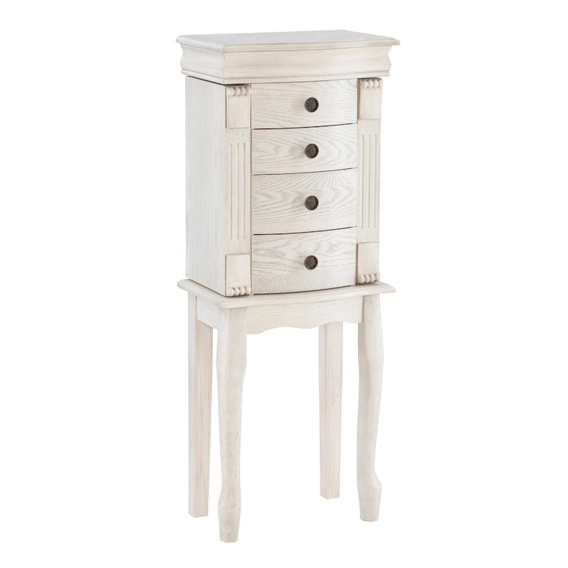 Jewelry Armoire with Storage Drawers - 35.25  - Cream