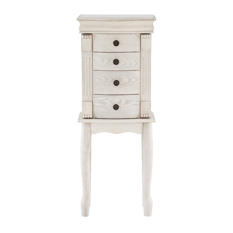 Jewelry Armoire with Storage Drawers - 35.25  - Cream