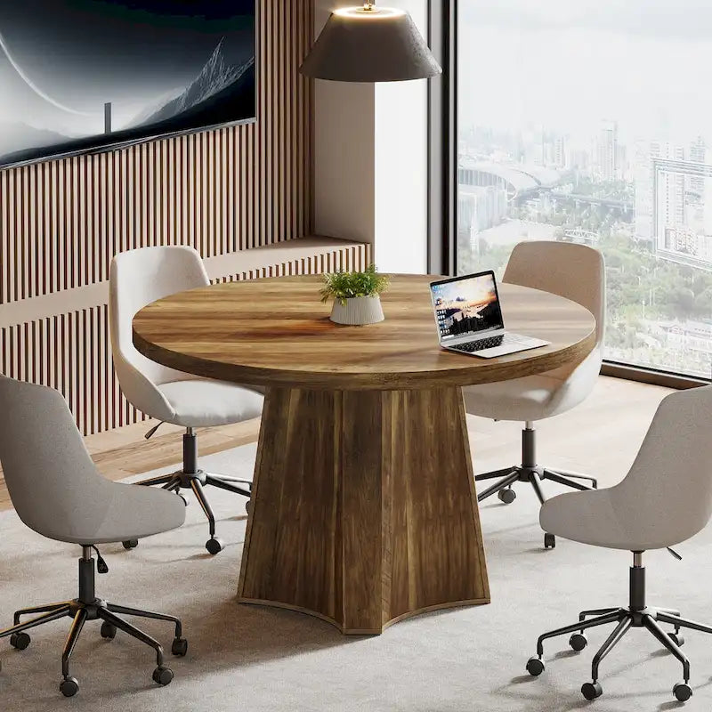 Round Conference Table for 4-6 People, 47-Inch Meeting Table
