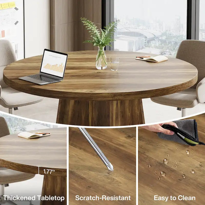 Round Conference Table for 4-6 People, 47-Inch Meeting Table