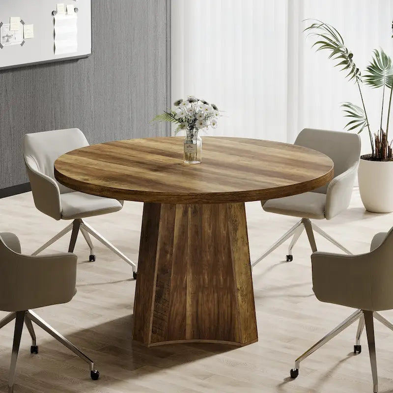 Round Conference Table for 4-6 People, 47-Inch Meeting Table