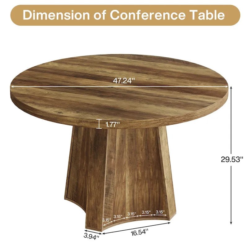 Round Conference Table for 4-6 People, 47-Inch Meeting Table