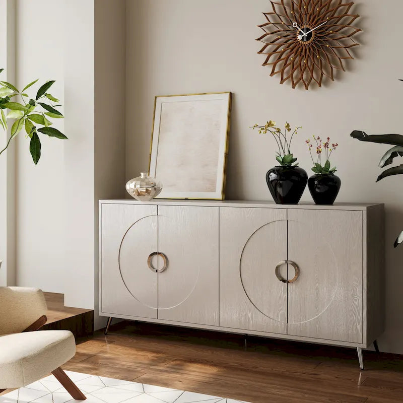 Modern Lacquered 4 Door Wooden Cabinet Sideboard Buffet Server Cabinet Storage Cabinet