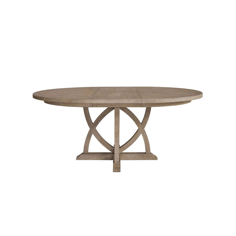 54  Round Expandable Table W/ 4 Chairs and Cement Top Server 6PC
