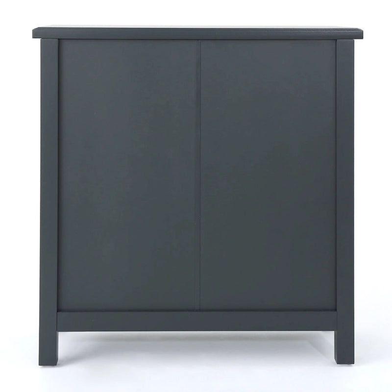 Firwood Mirror Finished Double Door Cabinet, Charcoal Grey