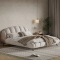 King Size Chenille Upholstered Platform Bed Shell-Shape Design Beds