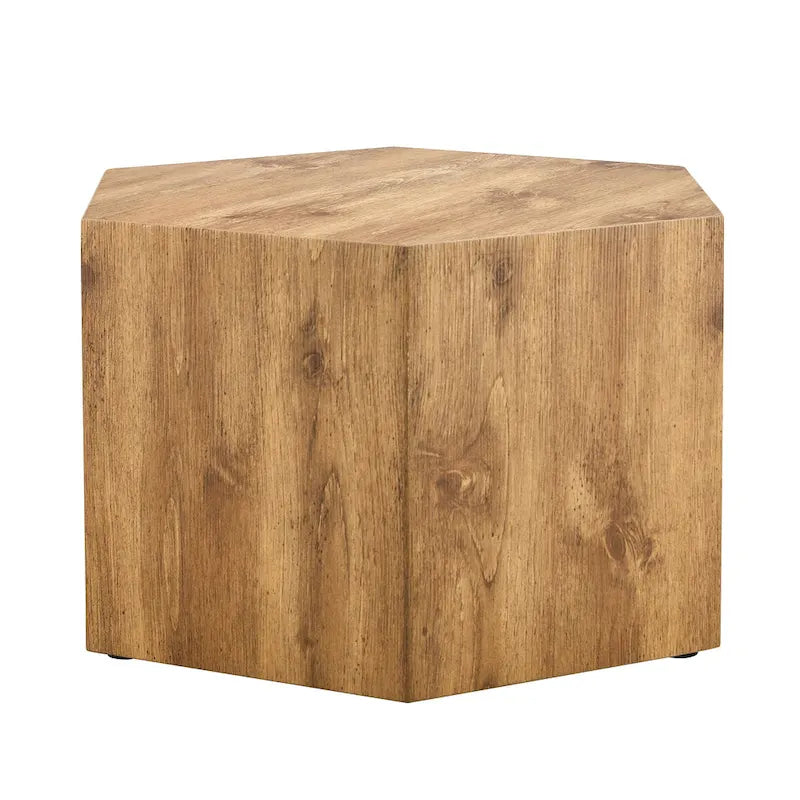 Hexagonal Coffee Table Textured Coffee Table with Non-slip Foot Mat Living Room End Table for Small Space