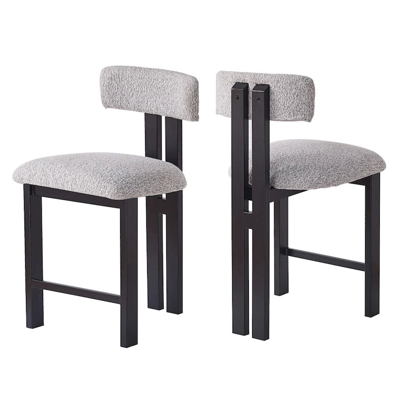 Roomfitters 26.5  Round Upholstered Counter Stools, Set of 2 Low Back Bar Chairs with Black Metal Frame