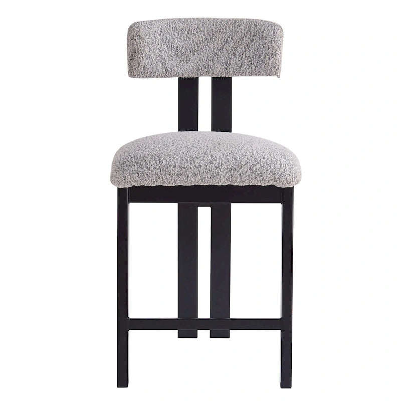 Roomfitters 26.5  Round Upholstered Counter Stools, Set of 2 Low Back Bar Chairs with Black Metal Frame
