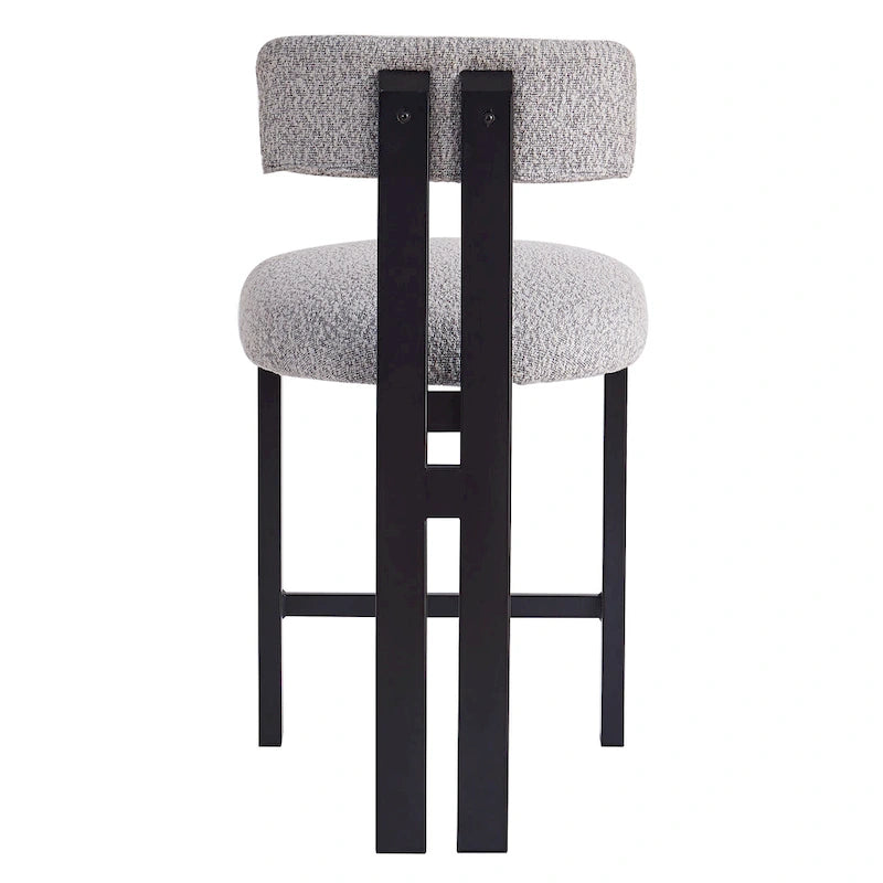 Roomfitters 26.5  Round Upholstered Counter Stools, Set of 2 Low Back Bar Chairs with Black Metal Frame