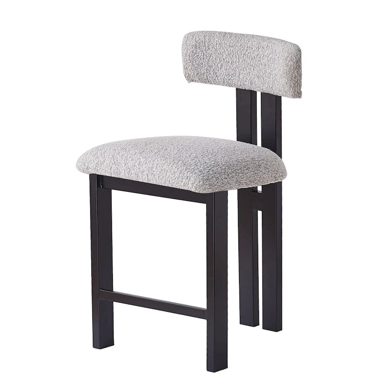 Roomfitters 26.5  Round Upholstered Counter Stools, Set of 2 Low Back Bar Chairs with Black Metal Frame