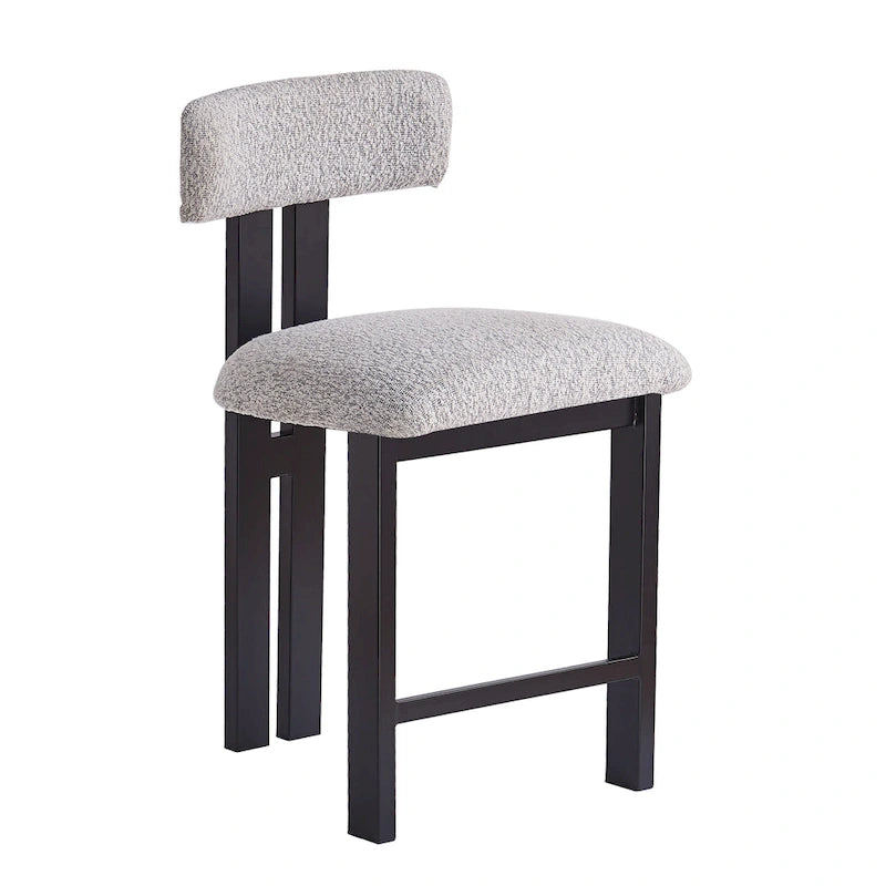 Roomfitters 26.5  Round Upholstered Counter Stools, Set of 2 Low Back Bar Chairs with Black Metal Frame