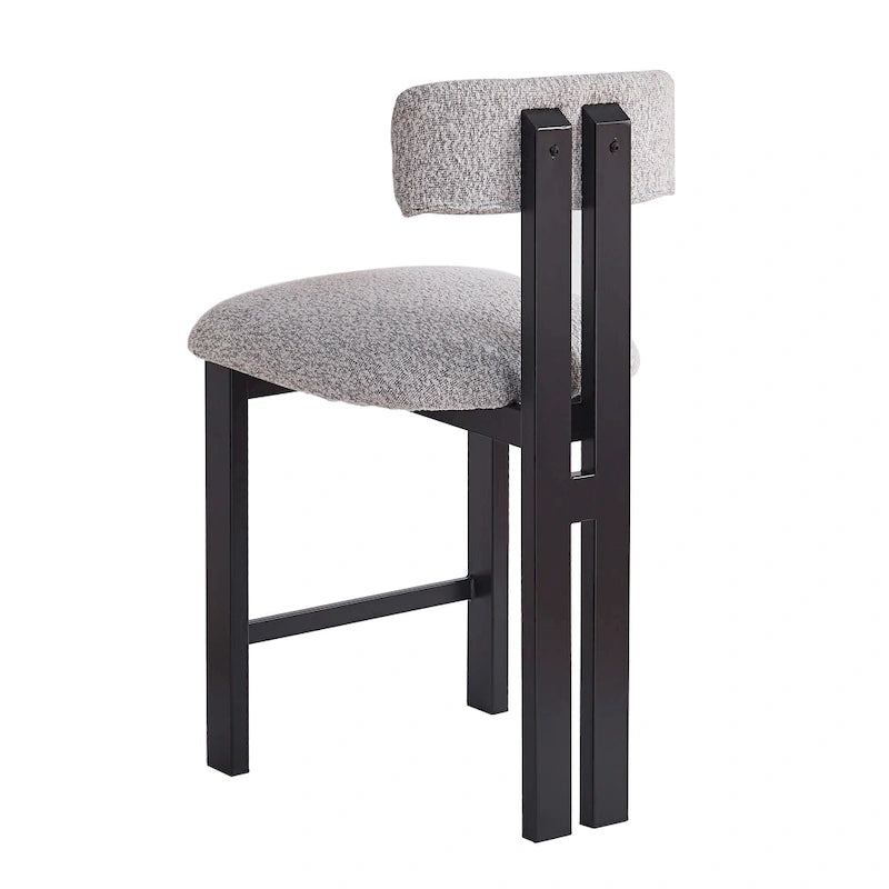 Roomfitters 26.5  Round Upholstered Counter Stools, Set of 2 Low Back Bar Chairs with Black Metal Frame