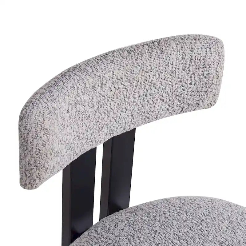Roomfitters 26.5  Round Upholstered Counter Stools, Set of 2 Low Back Bar Chairs with Black Metal Frame
