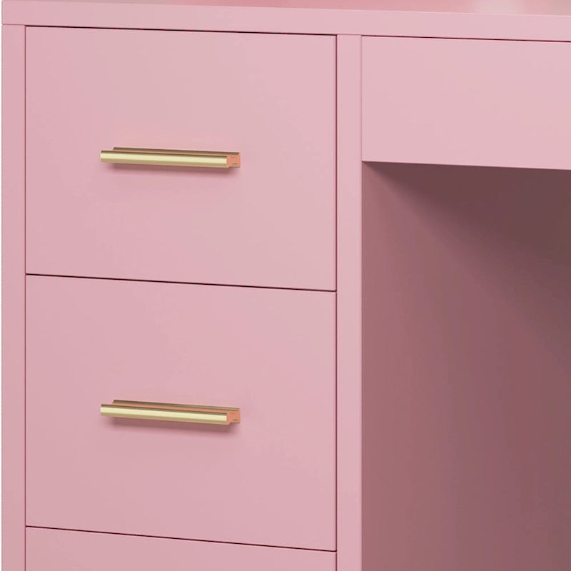 Moasis 39.5 W Bedroom Makeup Vanity Desk with Mirror and Power Outlets&Hairdryer Holder