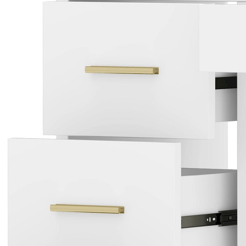 Moasis 39.5 W Bedroom Makeup Vanity Desk with Mirror and Power Outlets&Hairdryer Holder