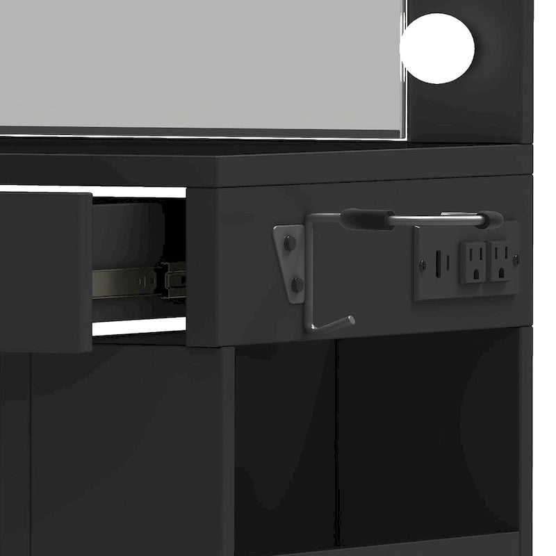 Moasis 39.5 W Bedroom Makeup Vanity Desk with Mirror and Power Outlets&Hairdryer Holder