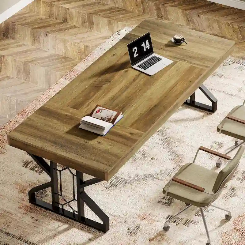 63-Inch Large Executive Office Desk, Rustic Brown Computer Desk