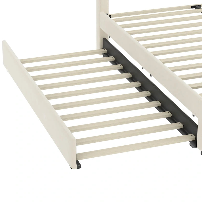 Queen Velvet Platform Bed with 2 Drawers, USB Port & Night Light