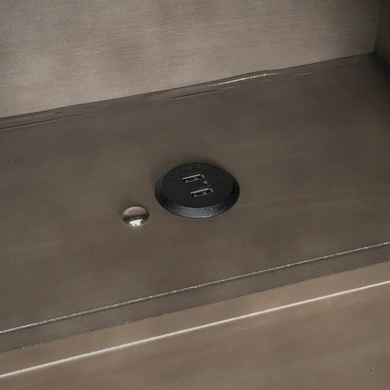 Queen Wood Platform Bed with 8 Shelves, 2 Drawers, Barn Door LED Design & USB