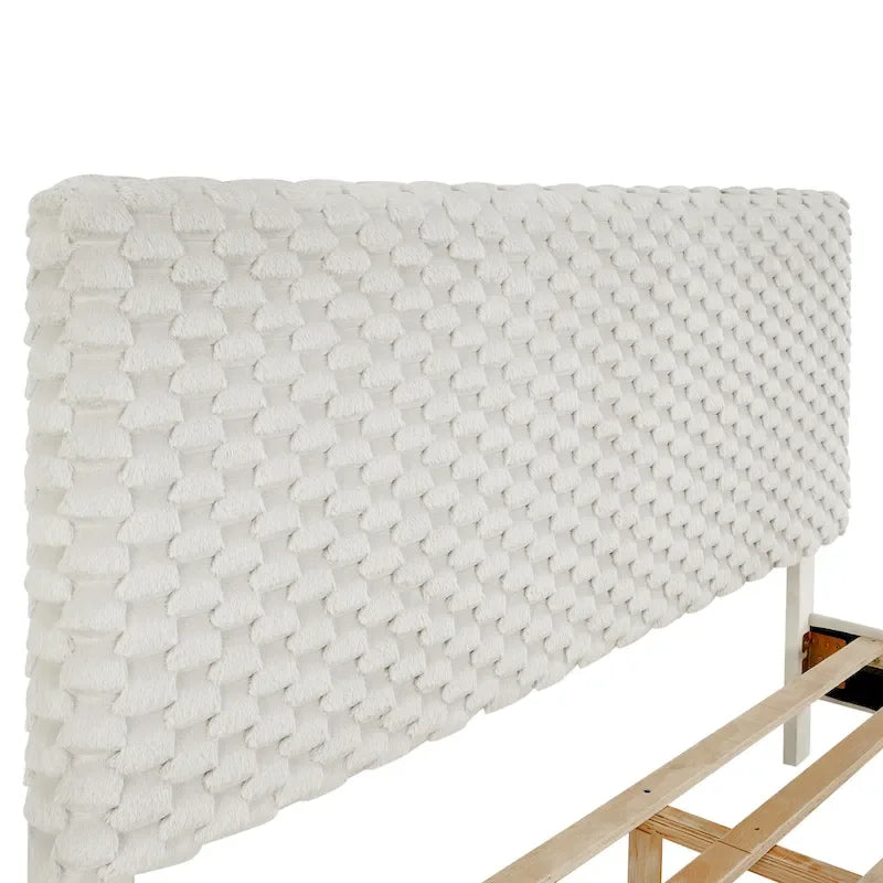 Full Platform Bed with Adjustable Headboard, Dove Fabric