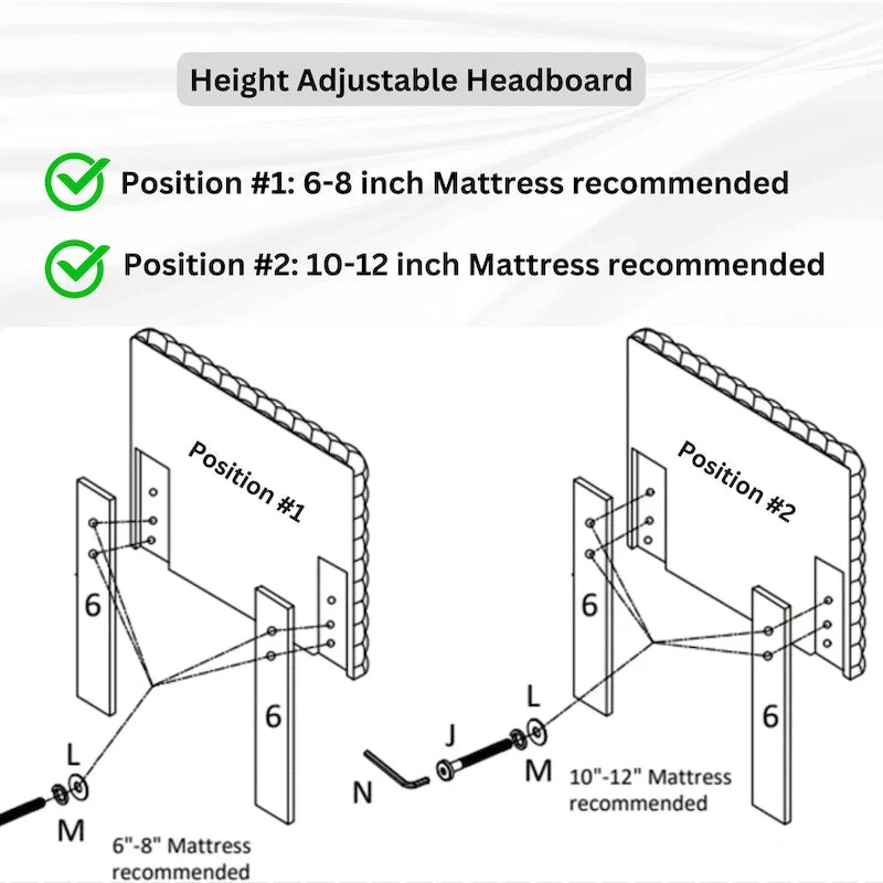 Full Platform Bed with Adjustable Headboard, Dove Fabric