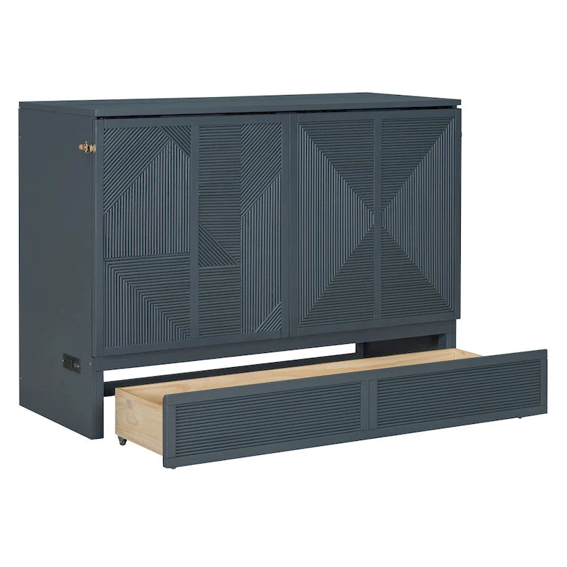 Murphy Bed with Large Drawer, USB Ports and Outlets