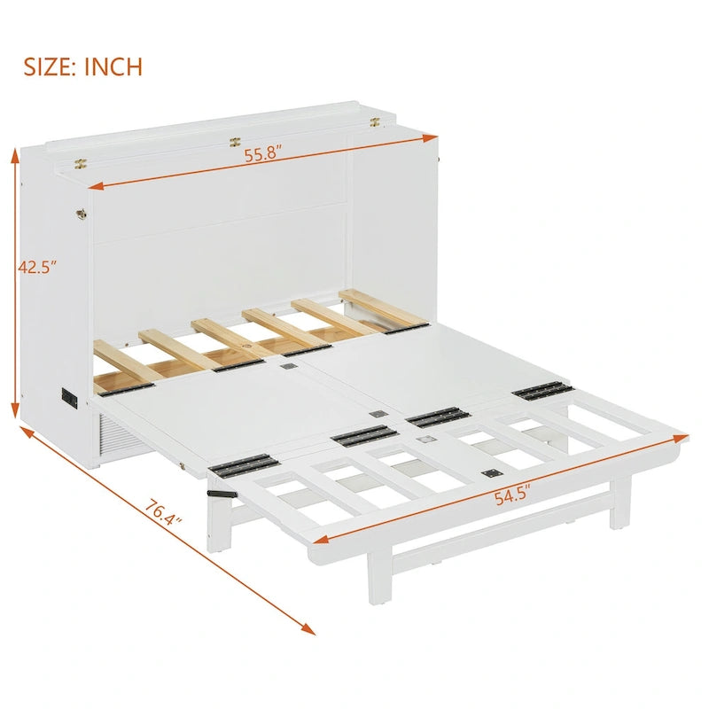 Murphy Bed with Large Drawer, USB Ports and Outlets