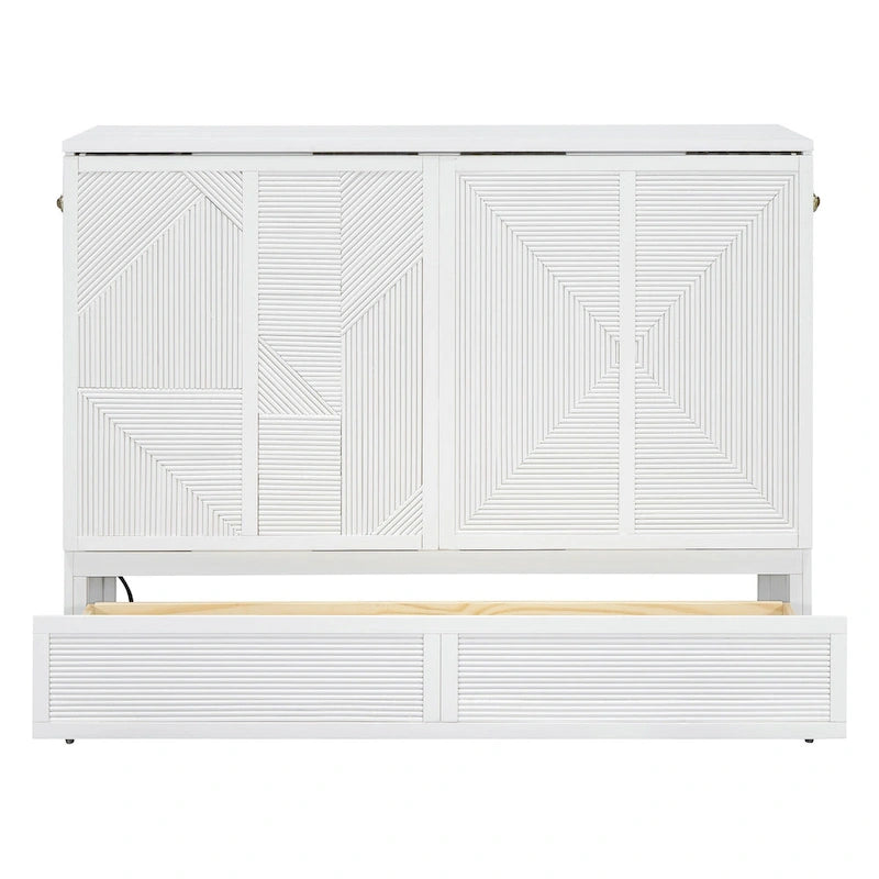 Murphy Bed with Large Drawer, USB Ports and Outlets