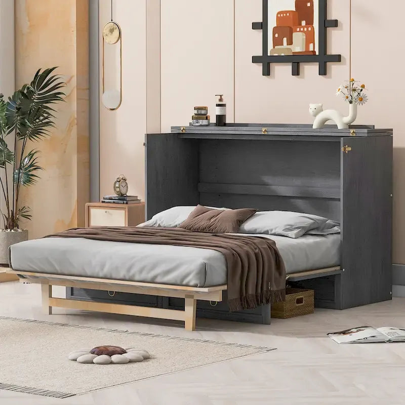Queen Murphy Bed with Large Drawers
