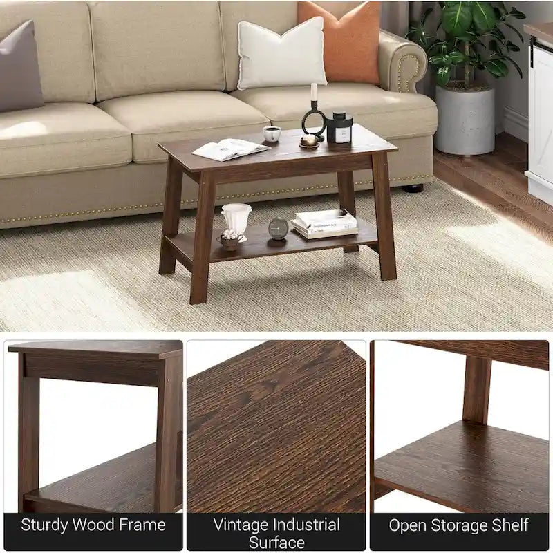 Rustic Small Coffee Table for Living Room, kItchen - N/A